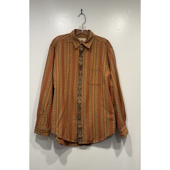 The Territory Ahead Other - The Territory Ahead Striped Button Down Shirt Mens Medium Cotton Southwest Aztec